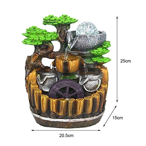 FMOGE Innenbrunnen Harz Steingarten Brunnen Dekoration Wohnzimmer Innenwasser Bonsai Luftbefeuchter Innenentspannung Desktop Brunnen - Image 3