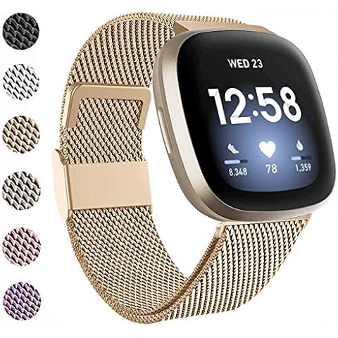 Correa de Acero Inoxidable BeYself Compatible con Fitbit Versa 3 / Fitbit Sense Cover