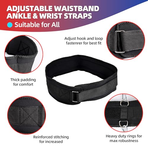 Image of Boxing Resistance Bands Set for Boxing MMA Martial Arts Training Equipment, 150lbs Exercise Bands with Cuffs & Belt, Workout Band for Resistance Training Enhance Explosive Power /Speed /Agility