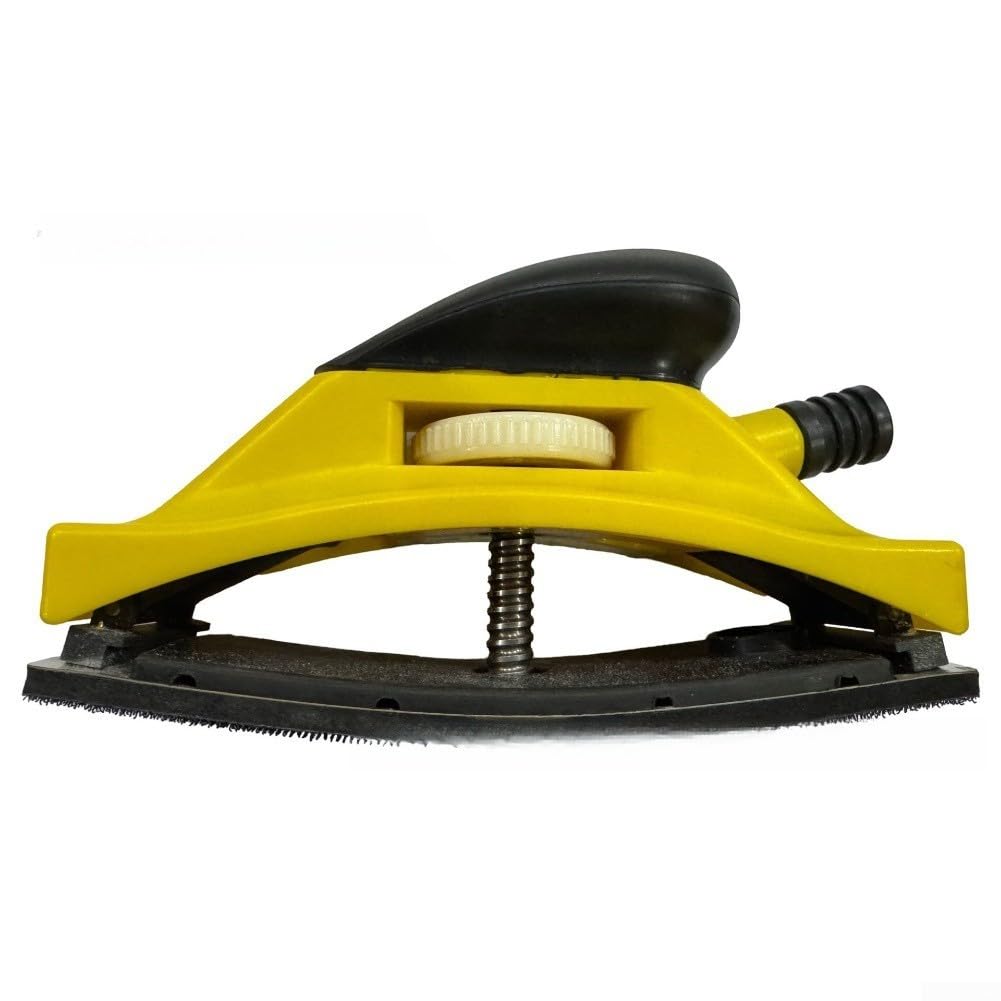 Bloque de lijado manual ajustable amarillo con control de perilla para restauración de pintura automotriz, placa de molienda seca con puerto de extracción de polvo 15.74 pulgadas (198 mm)