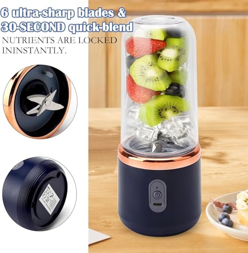 Image of Portable Blender Electric Juicers Fruit Mixers USB Rechargeable Smoothie Mini Personal Juicer 6 Blades 3 Gears With 1500 Mah Rechargeable Battery-Smoothie Blender
