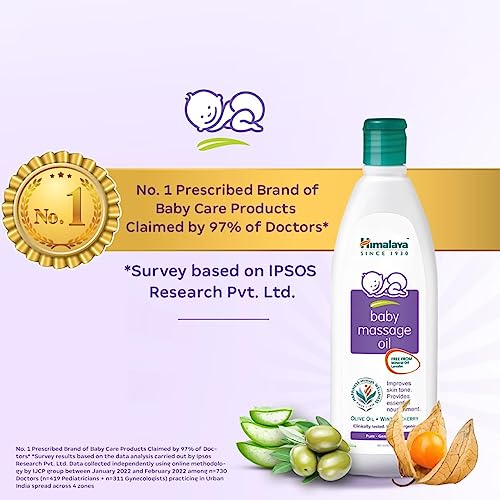 Image of Himalaya Baby Massage Oil, 1L - 500ml x Pack of 2 | with Vitamin E | for Strong Bones & Muscles |