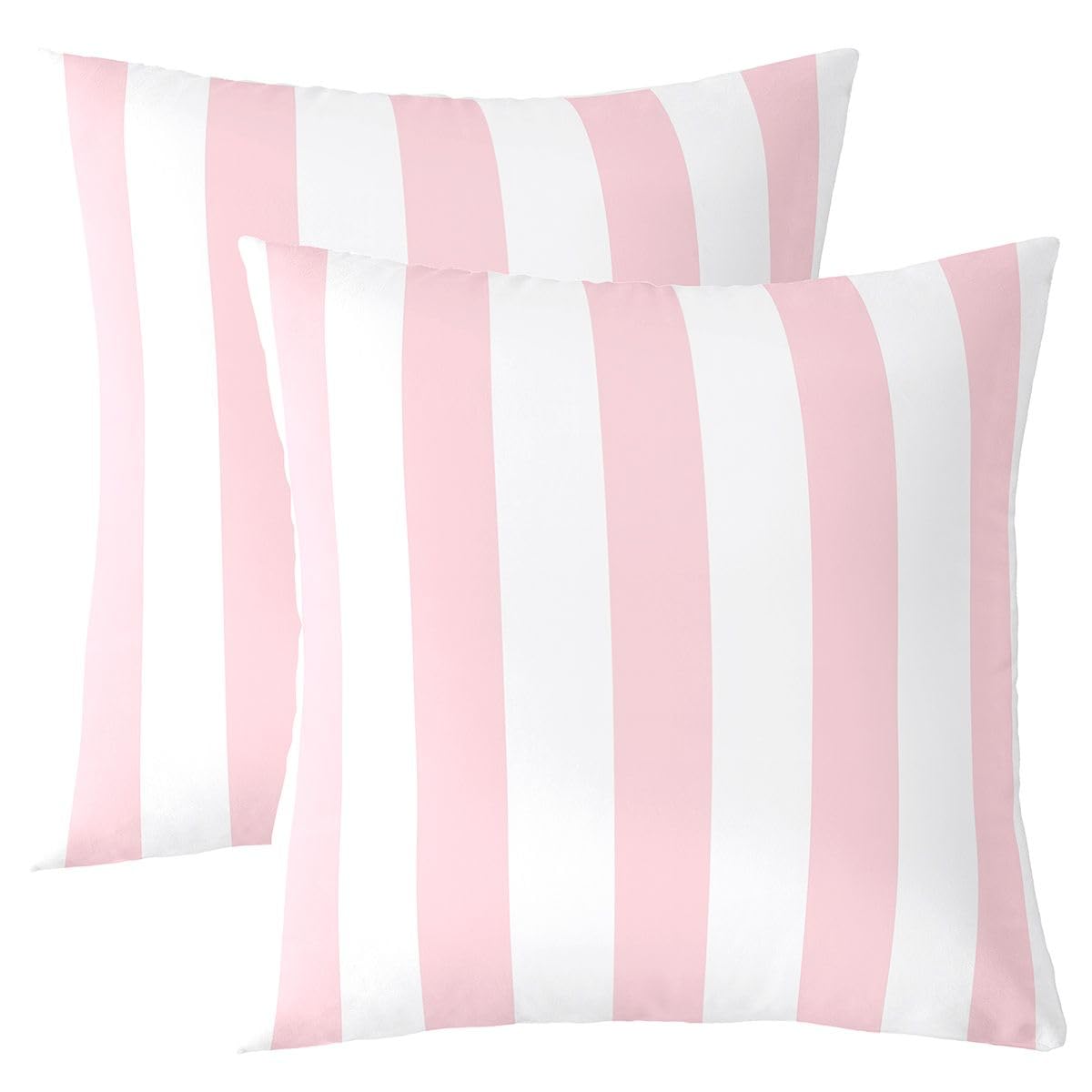 Homewish Pink White Striped Set of 2 Decorative Cushion Covers 60 x 60 cm — image 1