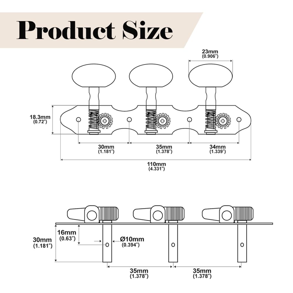 Classical Guitar String Tuning Pegs Guitar Machine Heads Set 3L 3R Tuning Keys Tuners with Mounting Screws for Classical Guitar Musical Instrument Accessories (Black) - Image 2