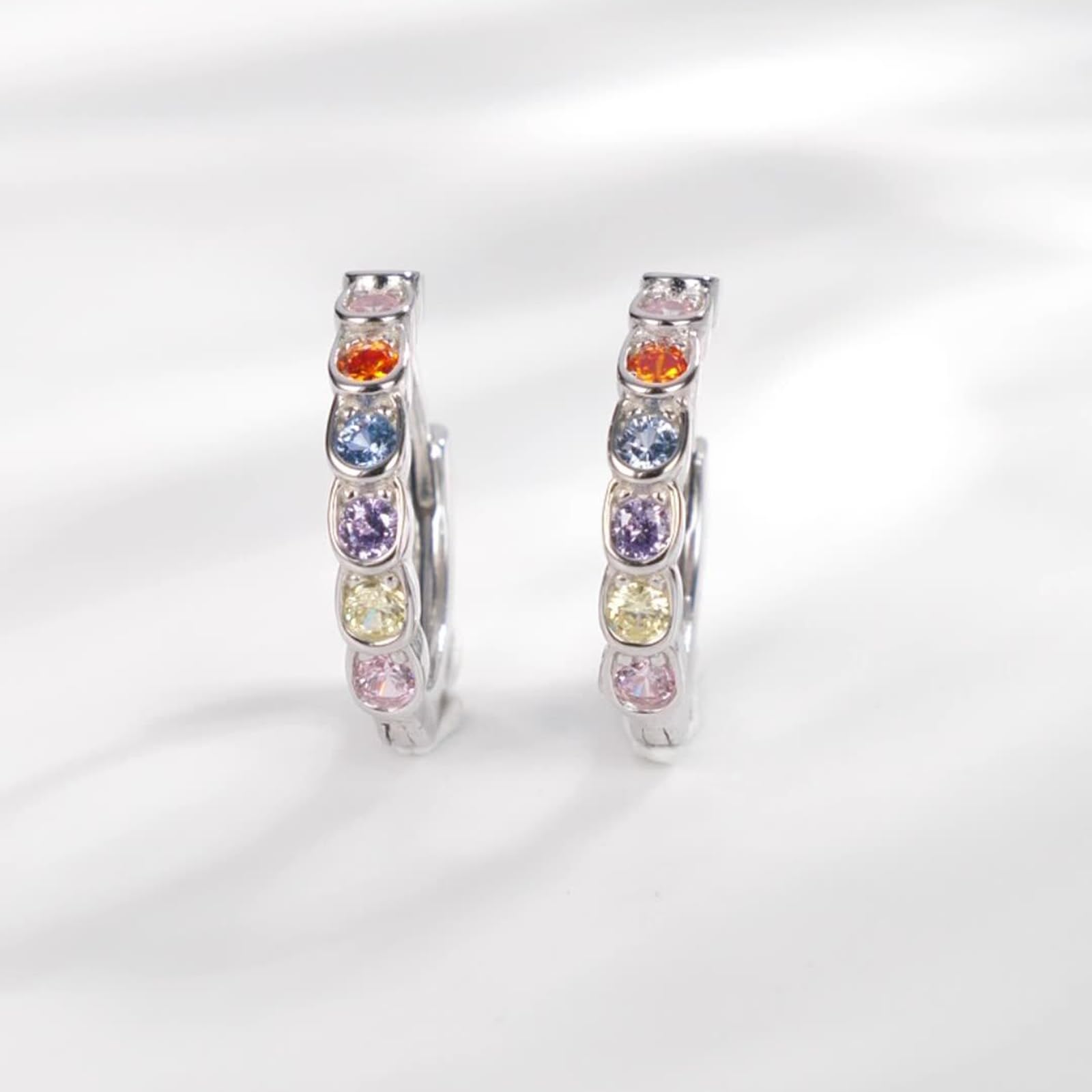 Wycian Pendientes de oro auténtico para mujer, piedras preciosas coloridas, pendientes dorados para mujer, piedras preciosas coloridas