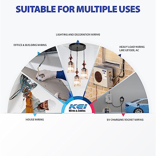 Image of KEI WIRES & CABLES Homecab 4 sqmm 1 Core Copper Flame Retardant House Wire PVC Insulated Cable for Domestic & Industrial Electrical Wiring (Yellow, 90 Meters)