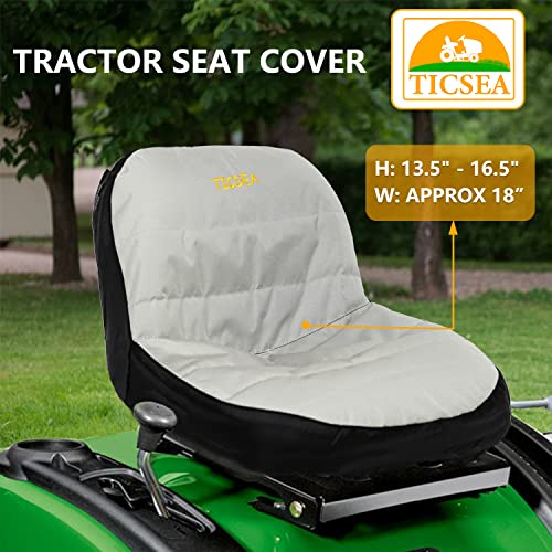 Image of Riding Lawn Mower Seat Cover,Waterproof Tractor Seat Cover fits Tractor Seat Backrests 13.5 inch - 16.5 inch H Without Armrests, Approx 18 inchW