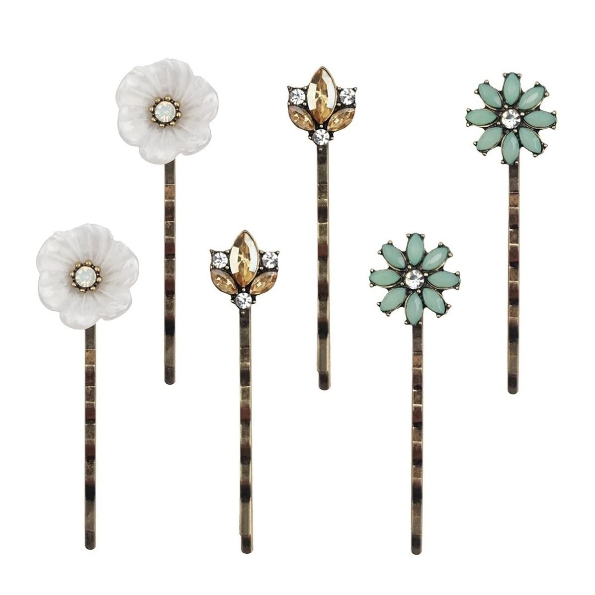 6PCS/3Pairs Vintage Hair Pins for Women Elegant Rhinestone Hair Clips Flower Bobby Pins Retro Hairpins for Women Ladies and Girls Headwear Styling Tools Hair Accessories MOESUYUM