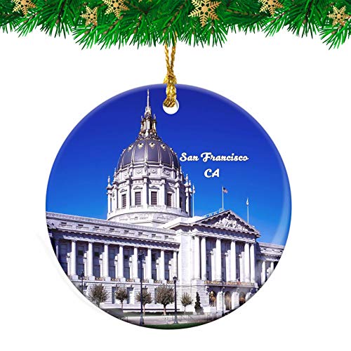 Weekino City Hall San Francisco California USA Christmas Ornament Travel Souvenir Personalized Christmas Tree Pendant Hanging Decoration