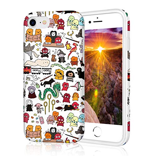 ZQWY Cute Case Compatible with iPhone 8/ iPhone 7 4.7 Inch, Aesthetic Slim Fit Thin Glossy Soft TPU Gel Protective Phone Cover for Women Girls Boys (Kawaii Doodles)