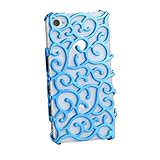 NEW Electroplating Hollow Pattern PC Case, Blue Hard Back Cover for iPhone 4S and 4
