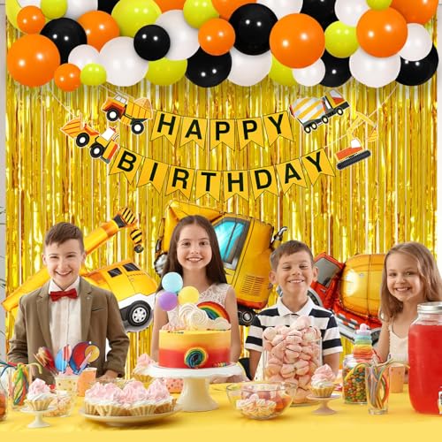 Image of Rozi Decoration Construction Theme Birthday Backdrop Decoration Items Set of 45 Pcs | Truck Theme Birthday Decoration Items for Kids, Boy & Girl Bday Decor