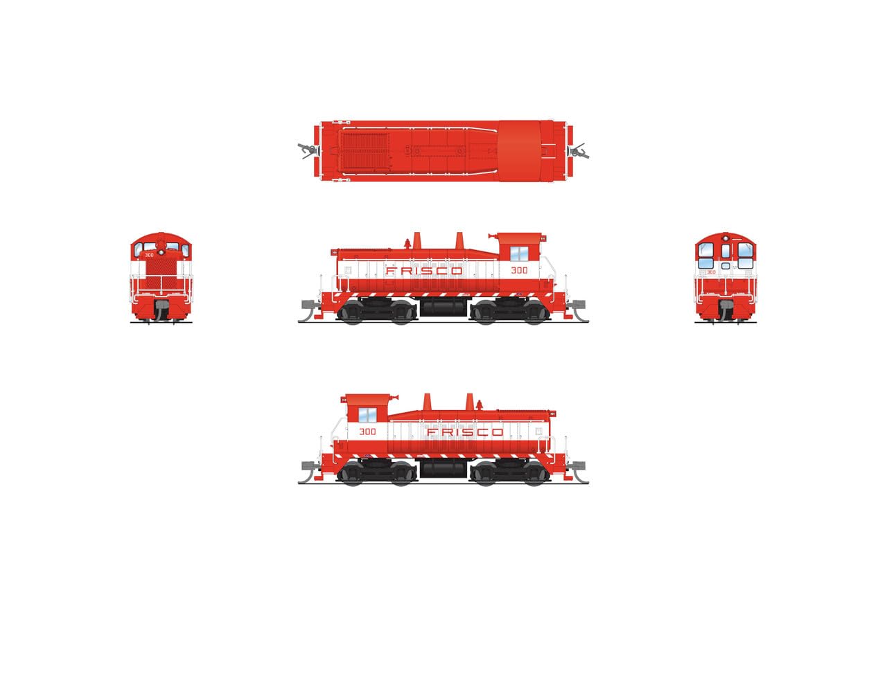 Broadway Limited 7521 EMD SW7, SLSF 304, Red & White, Paragon4 Sound/DC/DCC, N Scale