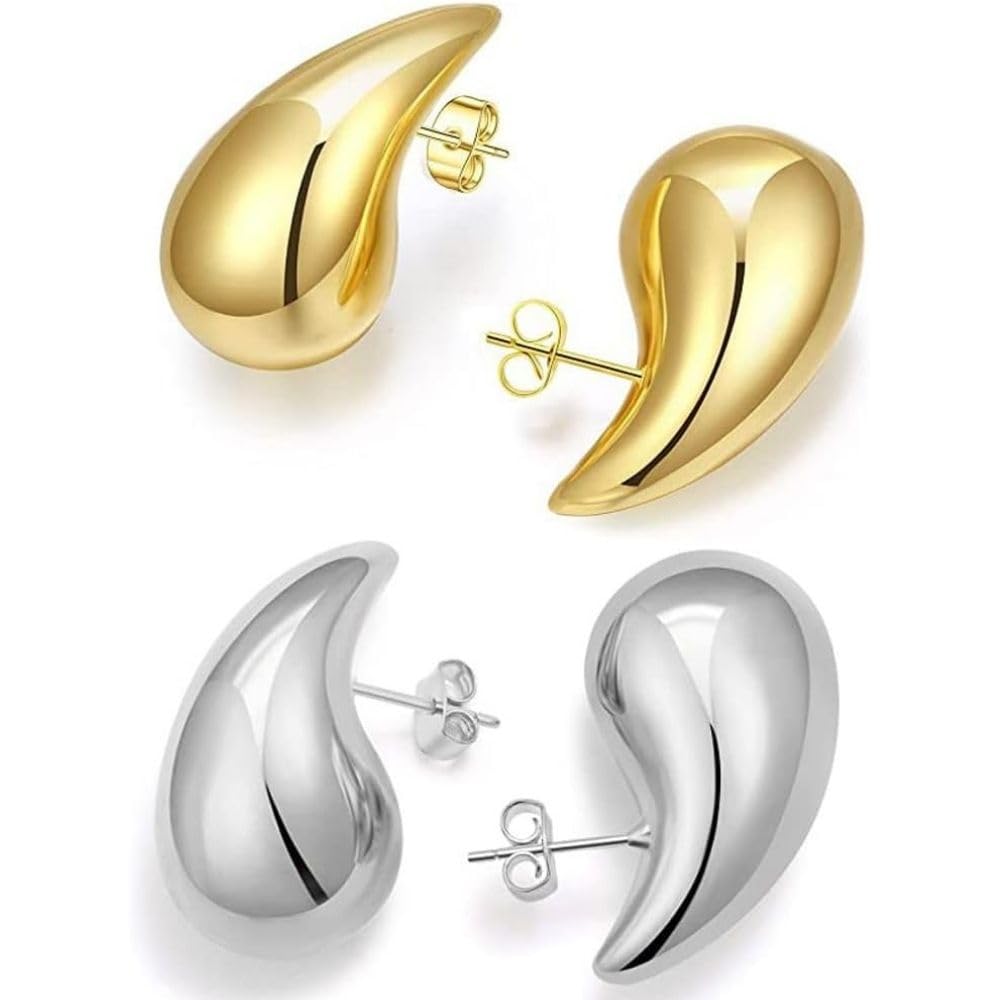 MAJALE Pendientes Gota Plata y Oro | Pendientes Lagrima Dorados y Plateados, Ligeros, Bañados en Oro y Plata | Pendientes Gota Dorados | Pendiente Gota | Pendientes Pequeños Dorados