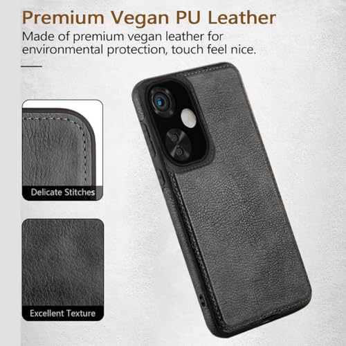 Image of KARWAN️ Genuine Leather Finish OneplusNord CE3 Lite Back Cover Case |Shockproof Design |Raised Edges for Camera & Screen Protection |Super Soft - Touch |Leather Case for OneplusNord CE3 Lite - Black
