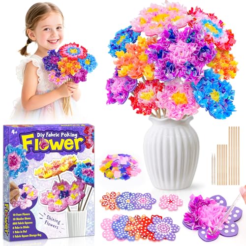 Geschenk Mädchen 5 6 7 8 Jahre Bastelset Kinder ab 6-8 Jahre Basteln Mädchen 6-7-8-5 Jahre Blumen Geburtstagsgeschenk für Mädchen Spielzeug ab 5-12 Kreativ Blumenstrauß mit Pailletten als Zimmer Deko
