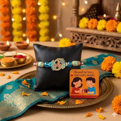 Image of SAUDEEP INDIA Decorative Fridge Magnet for Refrigerator Decor | Rakhi for Brother | Raksha Bandhan Gift Combo Set | Cotton Thread Rakhi for Bhai Bhaiya | Festive Home Decor Item(Krishna)