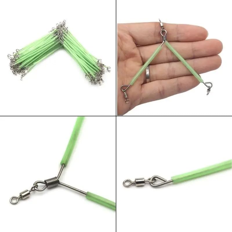 Pack 10 mosquetones para pesca con tubos luminosos miniatura 5