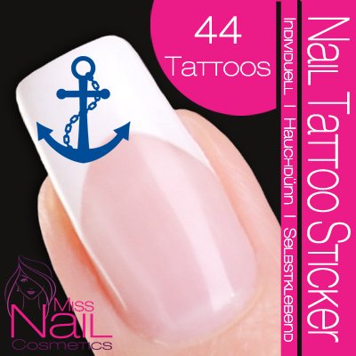 Nailart NAIL TATTOO STICKER - maritim/navy/anchor - blue