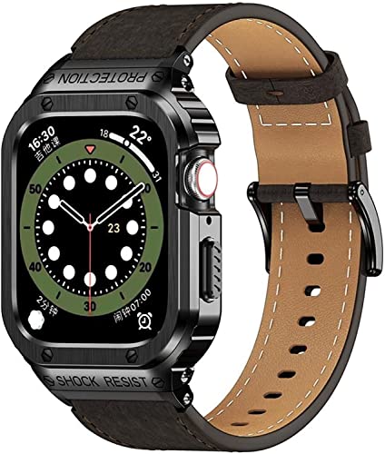 Bracelet montre cuir véritable antichoc avec boîtier en acier