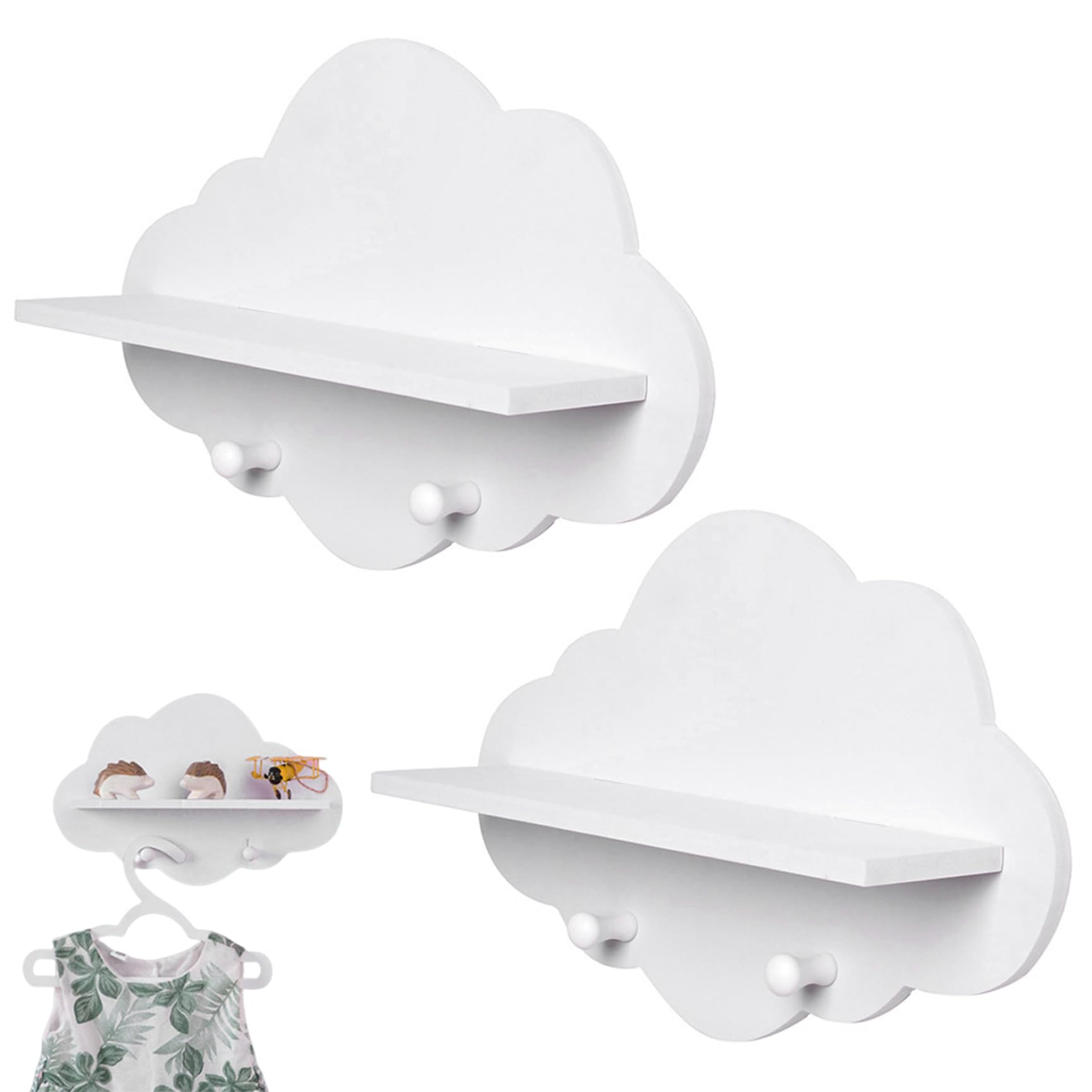 Estantes Nube 2Pcs Estante Nube Flotante para Habitación Infantil con Gancho para Guardería y Dormitorio Infantil Decoración de Habitación Nube Estantería de Almacenaje Decoración de Habitación Nube