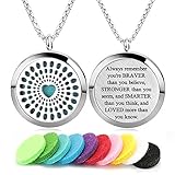 Aromatherapy Essential Oil Diffuser Necklace Stainless Steel lnspirational Locket Pendant（Heart）
