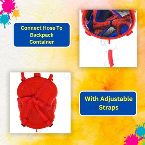 Image of GRAPHENE 3.4L Holi Pichkari Water Gun with 100 Balloons High Pressure Backpack Red Water Tank Pichkari Powerful Water Spray Pistol Gun for Kids Boys & Girls Summer Pool Party Water Pistol