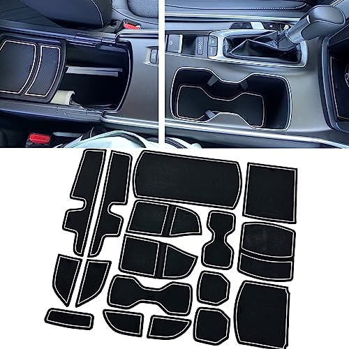 DREOOCAR Non-Slip Liners Compatible with Honda Accord Accessories 2018 2019 2020 2021 2022 Anti Dust Custom Fit Cup Holder Door Pocket Center Console Insert Liners Interior Mats 17 Pcs White Trim