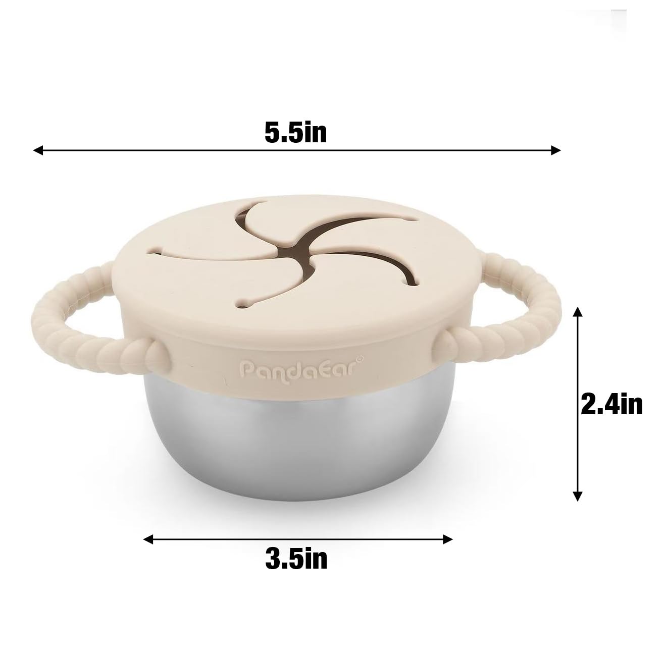 PandaEar Lot De 2 Gobelets À Snack En Acier Inoxidable Pour Tout-Petits, Boîtes À Snacks Antifuites Avec Récupérateur Alimentaire In Silicone Et Poignées, 266 Ml Gobelet À Collation (Beige Et Sauge)