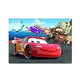 NEILDEN Disney Car Puzzles in a Metal Box 100 Piece Jigsaw Puzzles for Kids Ages 4-8 Puzzles for Boys and Girls Great Gifts for Children ( Lightning mrqueen )