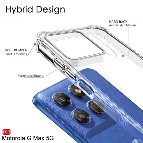 Image of TheGiftKart Crystal Clear Back Cover Case for Motorola Moto G Max 5G | 360 Degree Protection | Shock Proof Design | Transparent Hard Back Cover Case for Moto G Max 5G (PC & TPU, Transparent Bumper)