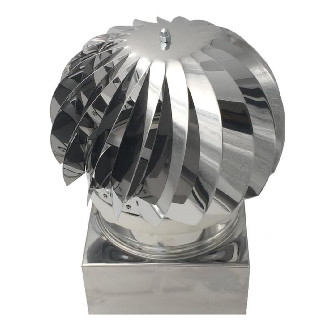 EINSIDE Comignolo girevole, Cappello eolico per camini in acciaio inox AISI 304, Base rettangolare 32 x 42 cm