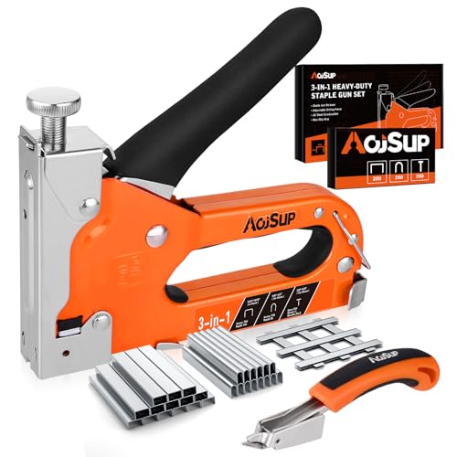 AojSup Graffatrice Manuale, Spillatrice Manuale Multifunzione 3 In 1 con 2100 Graffette, Pistola Graffettatrice Robusta con Levapunti - Ideale per Tappezzeria, Materiale da Fissaggio, Decorazione