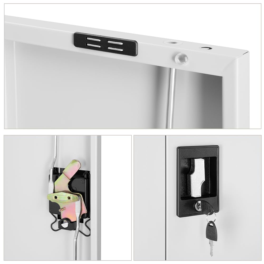 Armario de metal para oficina de 2 puertas con cerradura, armario con llaves gris multiusos, ideal para garaje, trabajo, mueble archivador archivador, estudio porta documentos (90 x 40 x 140 cm)