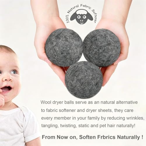Image of Budieggs Wool Dryer Balls XL 6-Pack, 100% New Zealand Wool Handmade | Chemical-Free Natural Fabric Softener Reusable, Reduces Wrinkles, Tangling, Drying time & Static Cling, Lasts 1000+ Loads