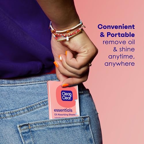 clean amp clear essentials oil absorbing sheets portable blotting papers for shine control on the face amp nose blotting sheets instantly remove excess oil without smudging makeup 3 pack