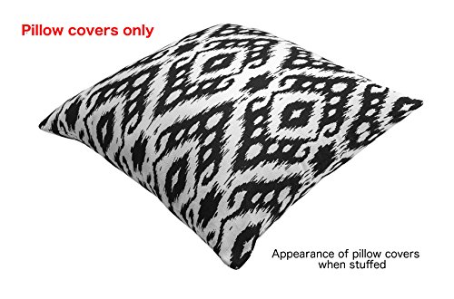 Treewool (Pack Of 2 Decorative Throw Pillow Covers Ogee Diamond Accent In 100% Cotton Canvas For Sofa, Couch, Bedroom, Home Decor (16 X 16 Inches, Black) #TOP2