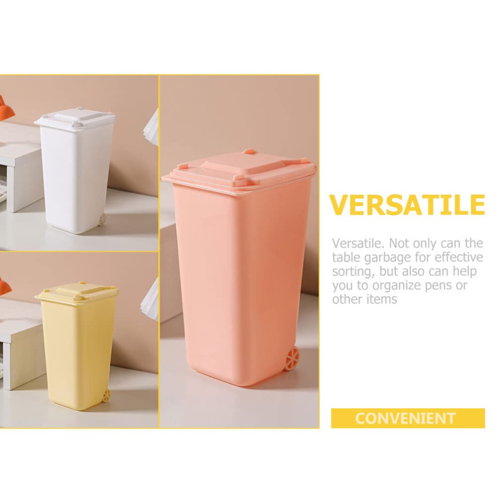 GANAZONO Lot de 4 mini poubelles à roulettes pour jouets en bordure de trottoir, porte-stylo, pot à crayons, organiseur de bureau