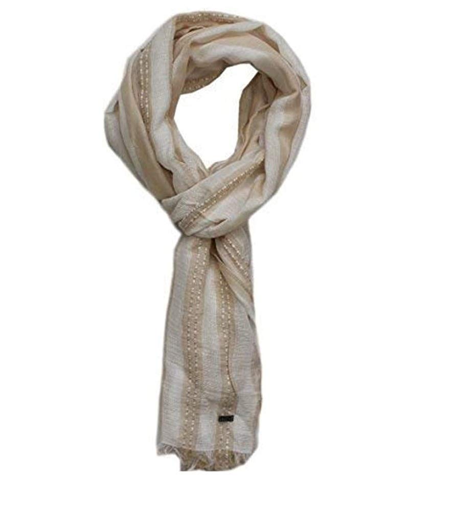 BOSS Hugo Unisexe écharpe Rayure 'elitos' Modal Mix Exclusif Italien Tissu Beige Clair