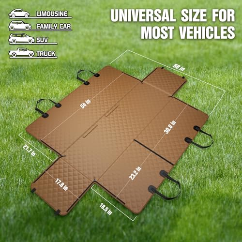 K KNODEL Dog Seat Cover, Waterproof Car Seat Cover for Pets, Pet Seat Cover Dog Hammock, Heavy Duty Scratch Proof Pet Back Seat Covers, Zippered Side Flaps for Cars, Trucks and SUVs (Brown) - Thumbnail 7