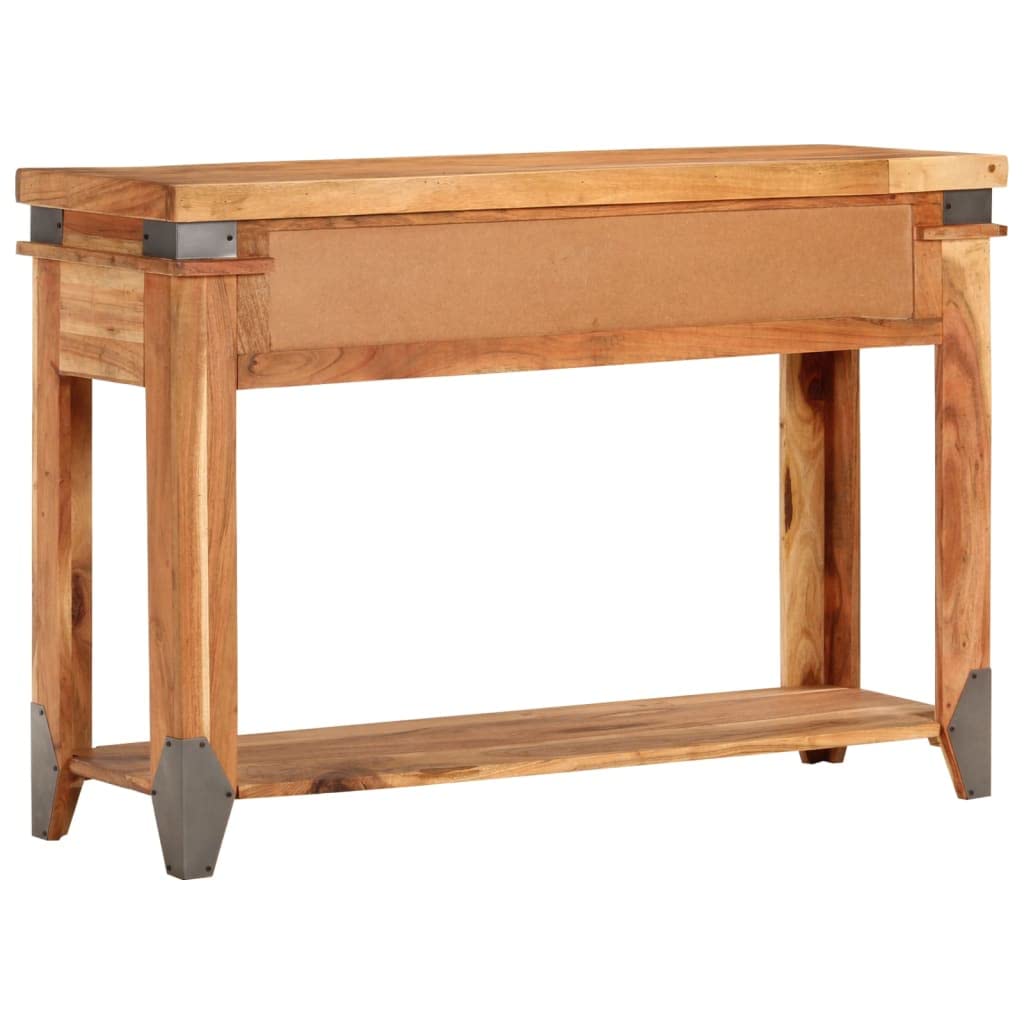 Mesa consola clásica de madera maciza de acacia con 2 cajones y tablero robusto para un almacenamiento elegante y una presentación elegante en el salón
