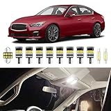 XFLHEHD LED Interior Lights Fits for 2014-2020 Infiniti Q50, 6000K Cool White Lighting, Interior Lights Replacement Bulbs Package with Installation Tool, Contain 10 Bulbs