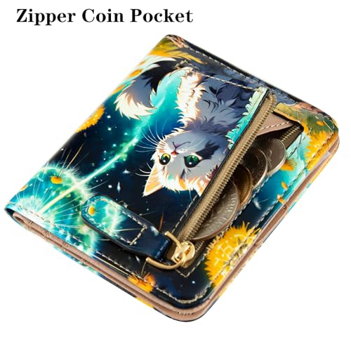 Womens Walle Rfid Blocking Small Compact Bifold Pocket Wallet Women travel mini wallet Ladies Purse with ID Window (Cats)4