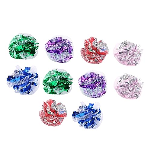 CORHAD 20pcs Cat Crinkle Balls Lightweight Lace Balls for Fun Scratching Chasing Pouncing Squeaky Teaser for Indoor Cats Kittens Random Color