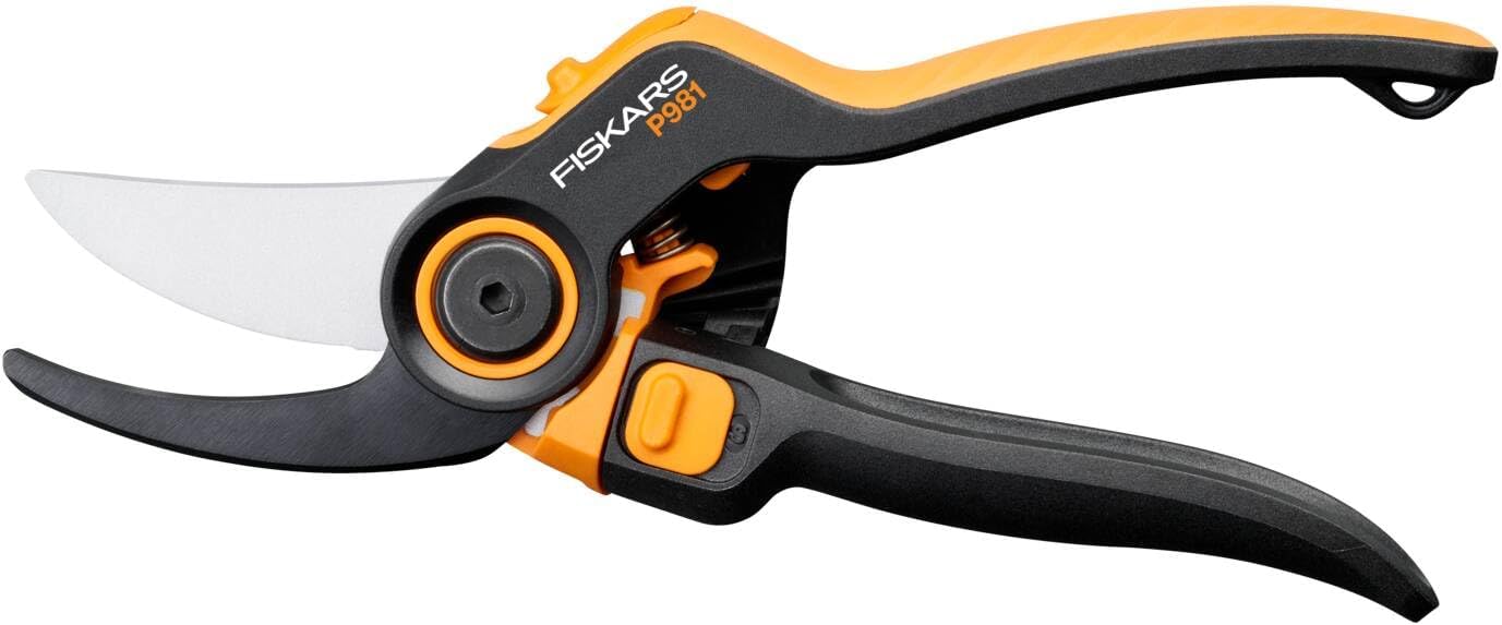 Fiskars X-series DualAction Secateurs Bypass P981, 2-in-1 Mode for Thin and Thick Branches, Ergonomic Roll Handle, Non-Stick Coated Steel Blades/FiberComp Handles, Black/Orange, 1080132