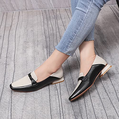 Image of Mona flying Women's Leather Square Toe Penny Loafer Slip on Office Flats