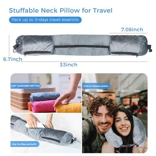 Almohada de viaje de terciopelo con bolsillos grande miniatura 5