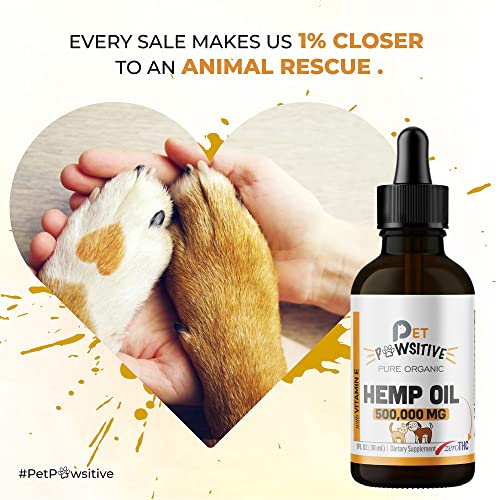 Pet Pawsitive Hemp Oil For Dogs And Cats - 2 Pack - Organic Hemp Drops With Omega 3 6 9 - Hip And Joint Support #TOP5