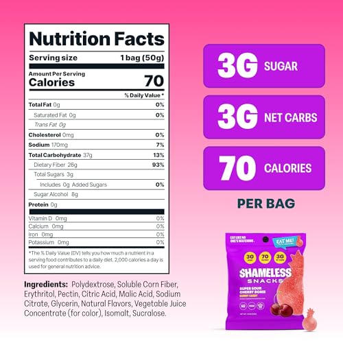 image for Shameless Snacks - Healthy Low Calorie Snacks, Low Carb Keto Gummies (