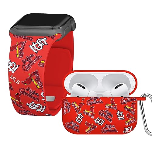 Game Time St Louis Cardinals HD Combo Package Compatible with Apple Watch and AirPods Pro (Random 42/44/45mm Short)